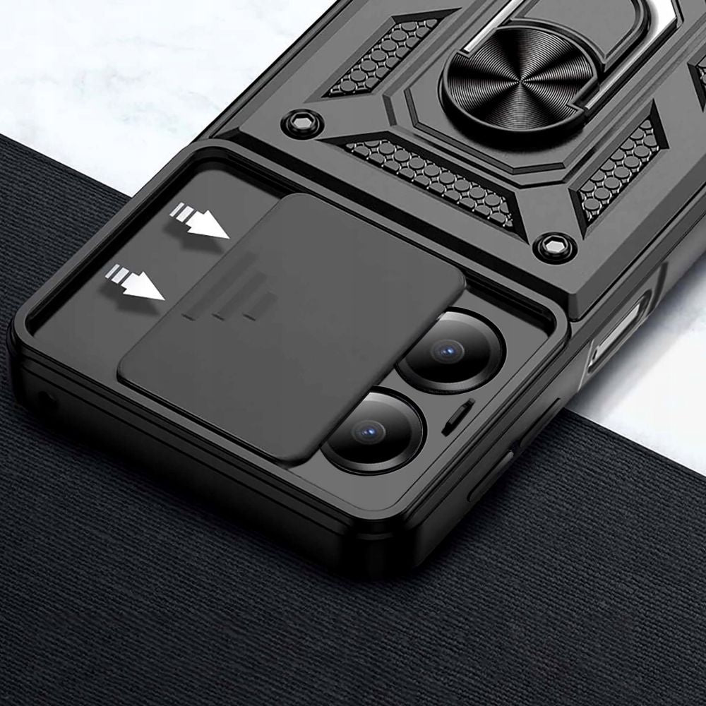 Tech - Protect Xiaomi Redmi 13C 5G Camshield Pro Σκληρή Θήκη με Πλαίσιο Σιλικόνης και Δαχτυλίδι Συγκράτησης - Black