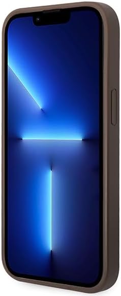 Guess iPhone 15 Plus - 4G Metal Gold Logo Σκληρή Θήκη με Επένδυση Συνθετικού Δέρματος - Brown - GUHCP15MG4GFBR