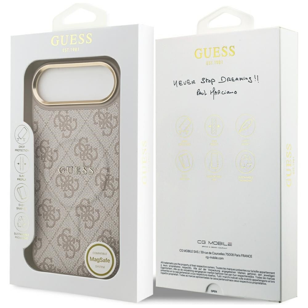 Guess iPhone Air - 4G PU Classic Logo MagSafe - Σκληρή Θήκη με Πλαίσιο Σιλικόνης και Επένδυση Οικολογικού Δέρματος - Pink - GUHMP17MP4MSEGCP