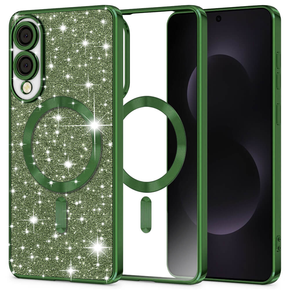 Techsuit Samsung Galaxy S25 Edge - Luxury Glitter MagSafe - Θήκη Σιλικόνης - Deep Green