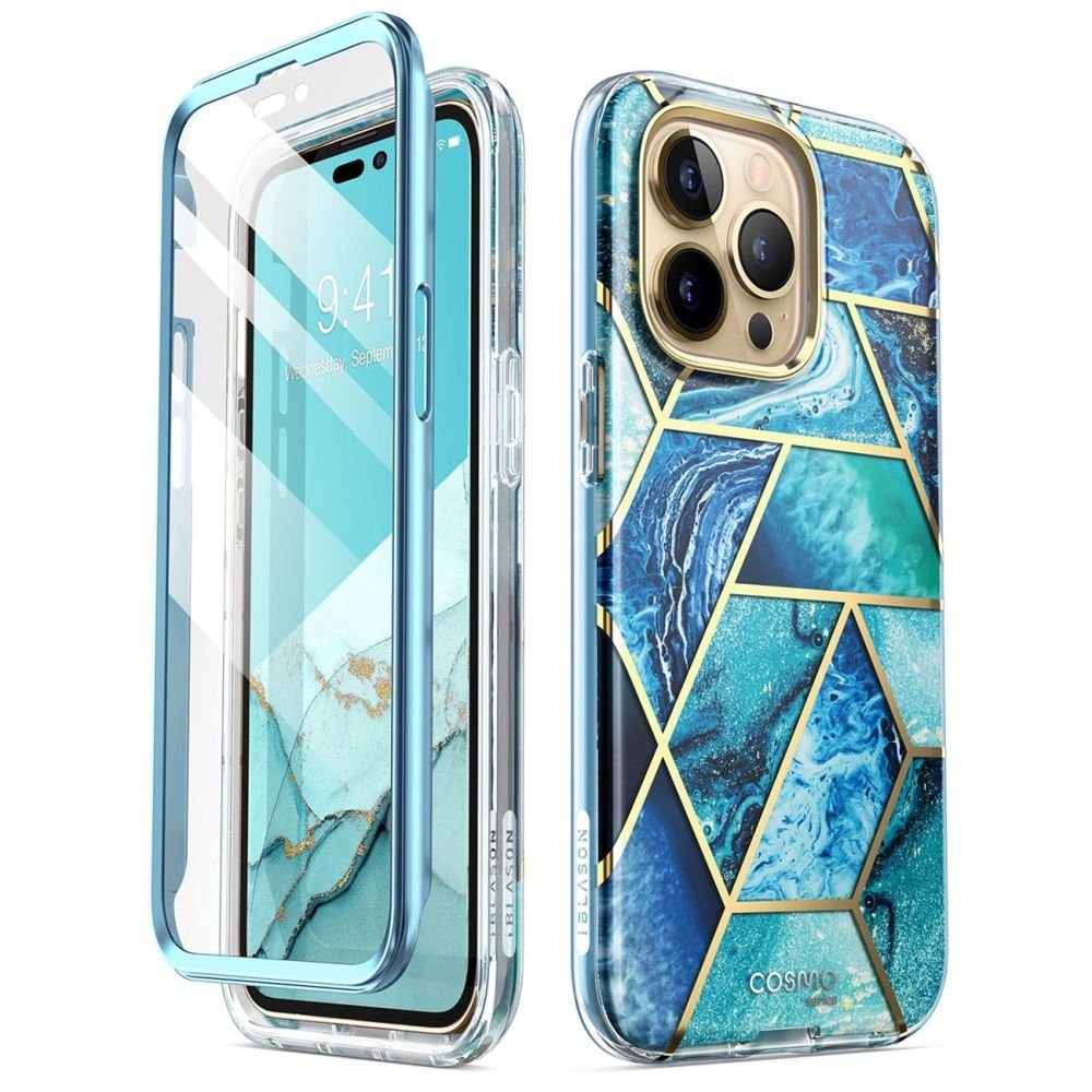 i - Blason iPhone 14 Pro Max Cosmo Σκληρή Θήκη με Πλαίσιο Σιλικόνης και Προστασία Οθόνης - Ocean Blue