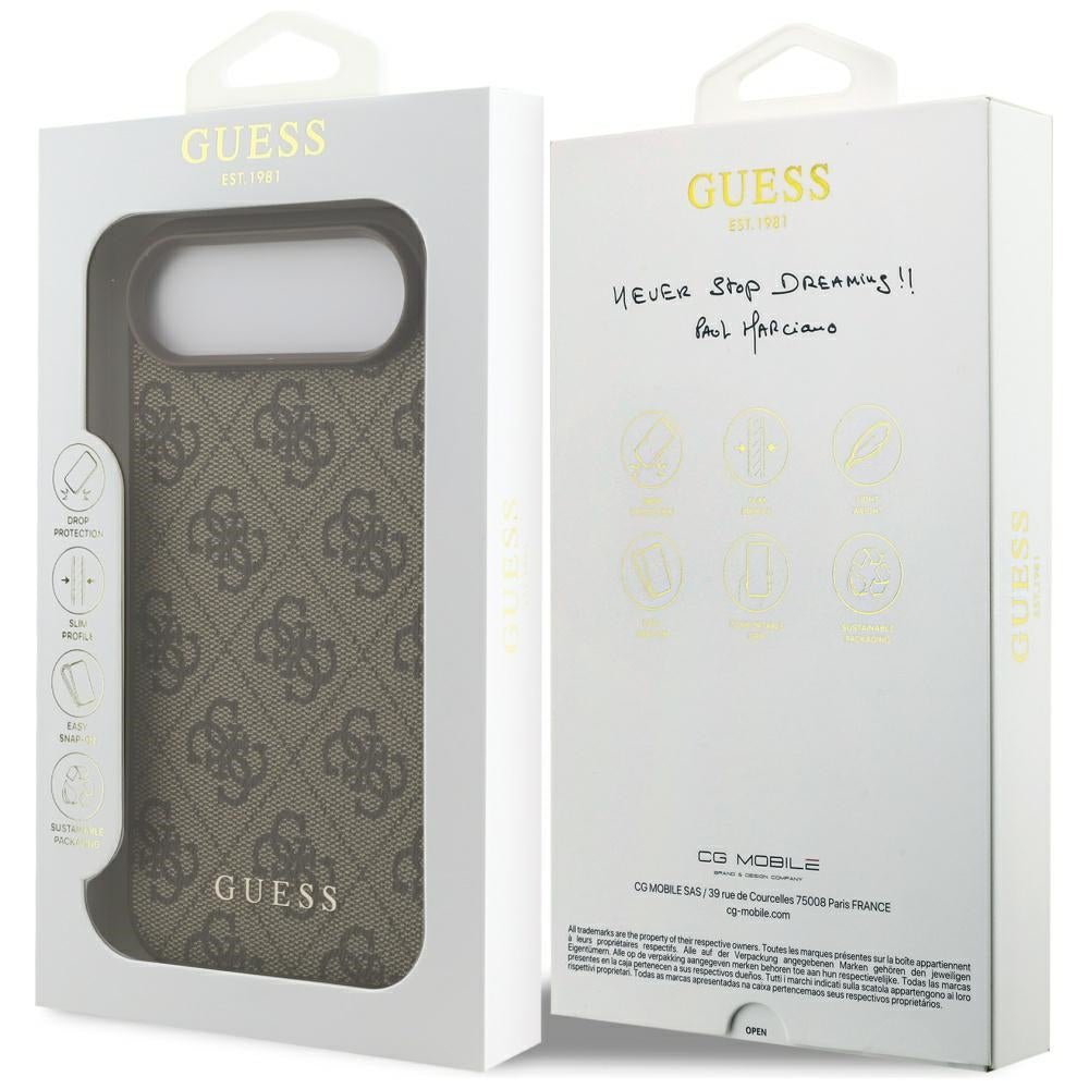 Guess iPhone Air - 4G Classic - Σκληρή Θήκη με Πλαίσιο Σιλικόνης και Επένδυση Συνθετικού Δέρματος - Brown - GUHCP17MG4GFBR