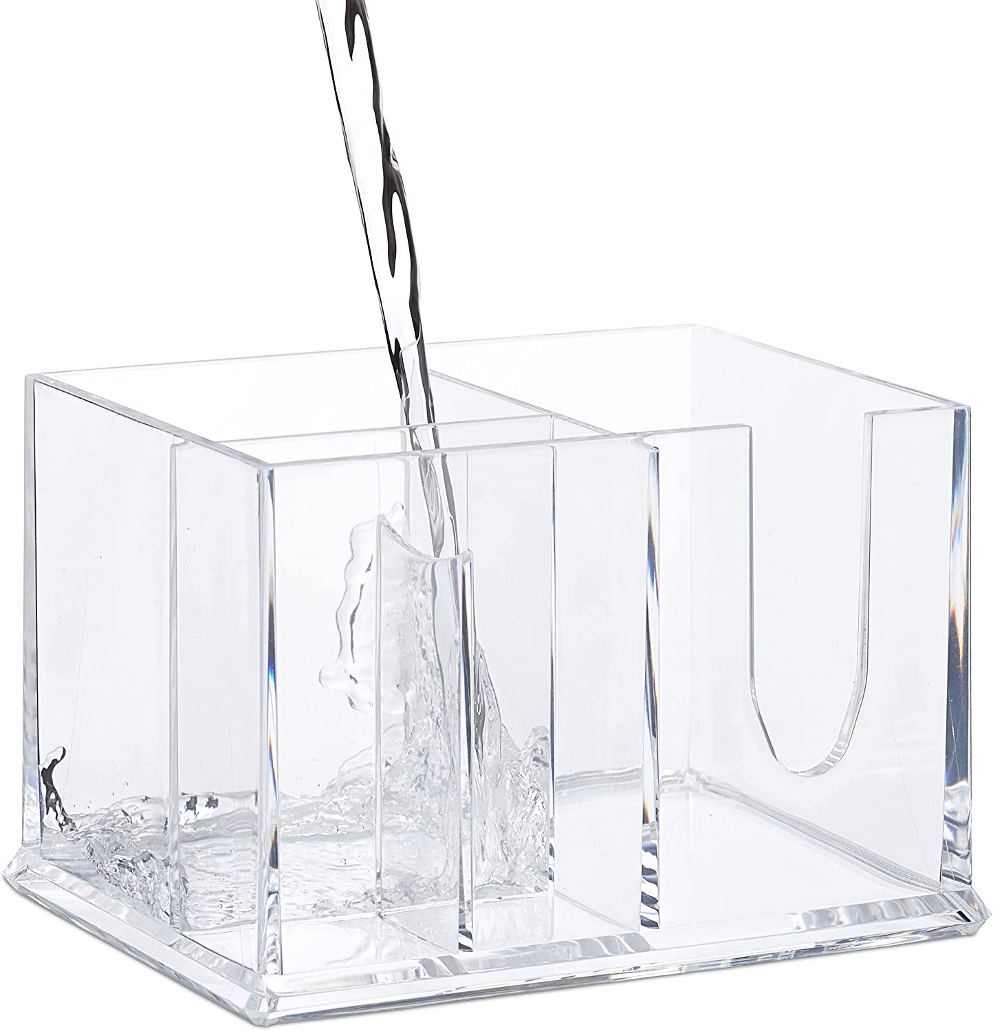 Relaxdays Ακρυλικό Κουτί Αποθήκευσης για Μπατονέτες και Δίσκους Ντεμακιγιάζ - Clear - 4052025928674