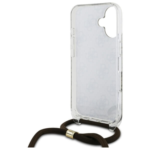 Guess iPhone 16 - Crossbody Cord 4G Print - Σκληρή Θήκη με Πλαίσιο Σιλικόνης και Λουράκι - Brown - GUHCP16SHC4SEW