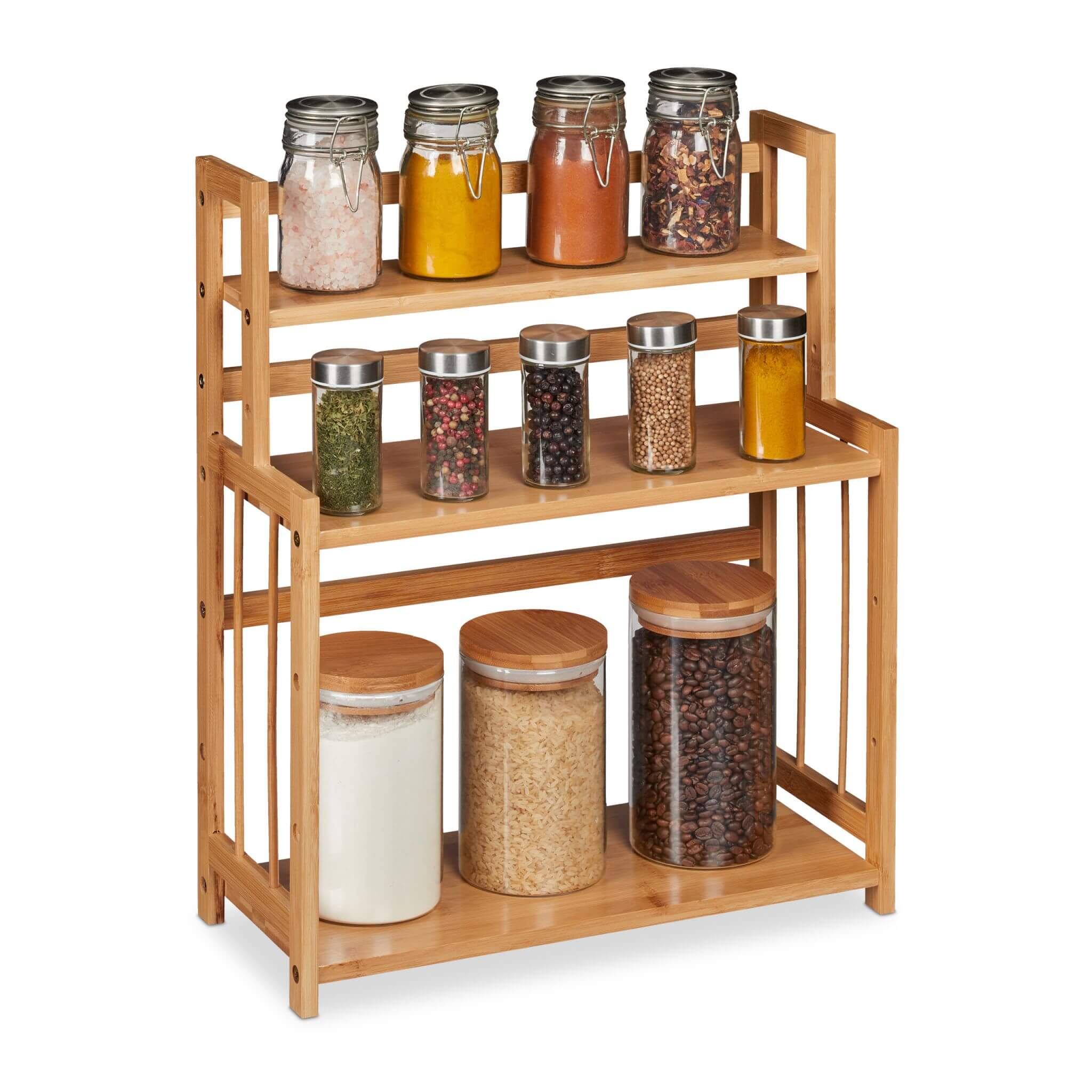 Relaxdays Bamboo Spice Rack Ξύλινο Ράφι Καρυκευμάτων από Μπαμπού - 4052025321154