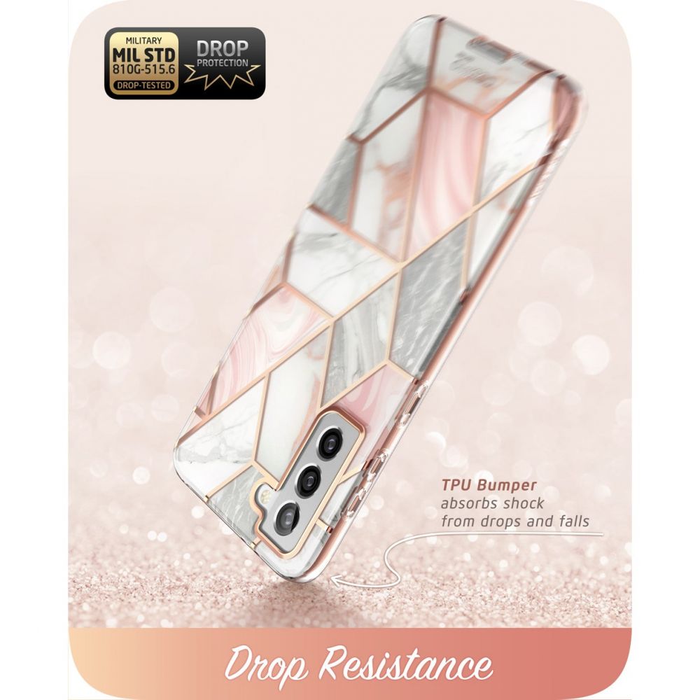 i - Blason Samsung Galaxy S21 FE Cosmo Σκληρή Θήκη με Πλαίσιο Σιλικόνης και Προστασία Οθόνης - Marble