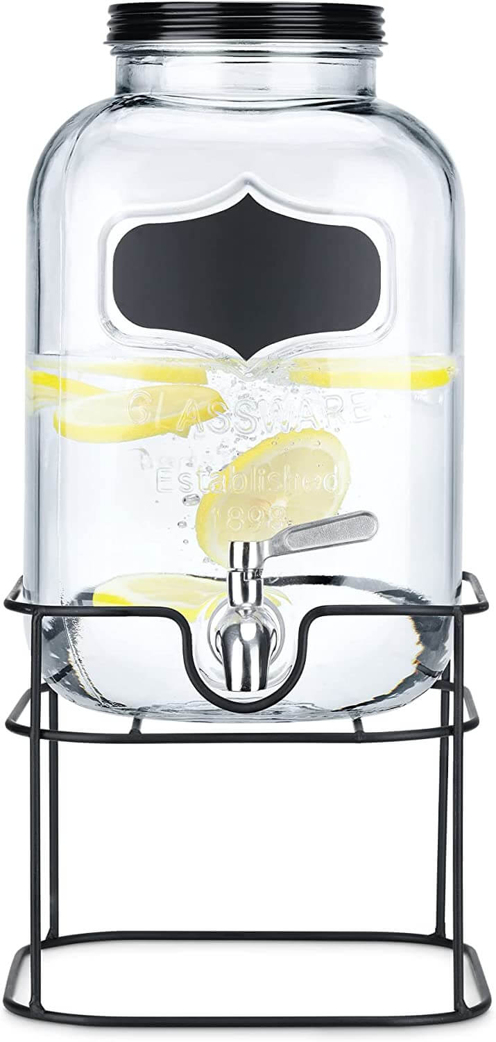 Navaris Γυάλινος Διανεμητής Ποτού με Βάση από Ανοξείδωτο Ατσάλι - 5L - Διάφανο / Black - 59968.01