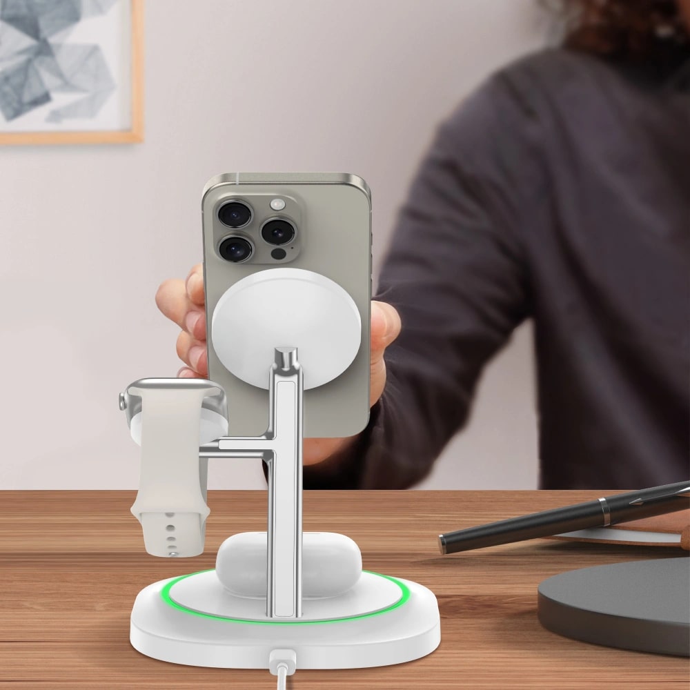 Tech - Protect QI15W - A46 3in1 Ασύρματος Μαγνητικός Φορτιστής MagSafe - White