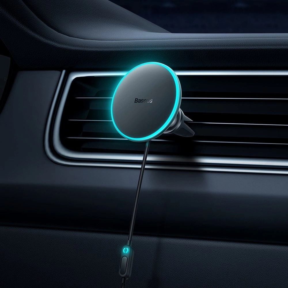 Baseus CW01 Φορτιστής Αυτοκινήτου με Θύρα USB 25W και Μαγνητική Βάση Αυτοκινήτου Αεραγωγού με Ασύρματη Φόρτιση MagSafe 15W - Black - C40141000111 - 01