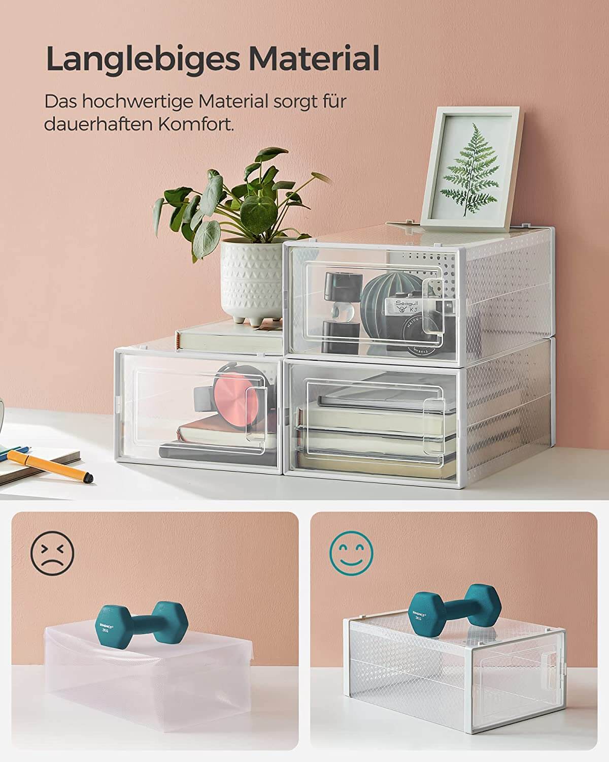 Songmics Σετ με 8 Κουτιά Αποθήκευσης Υποδημάτων - White / Διάφανα - LSP08SWTV1