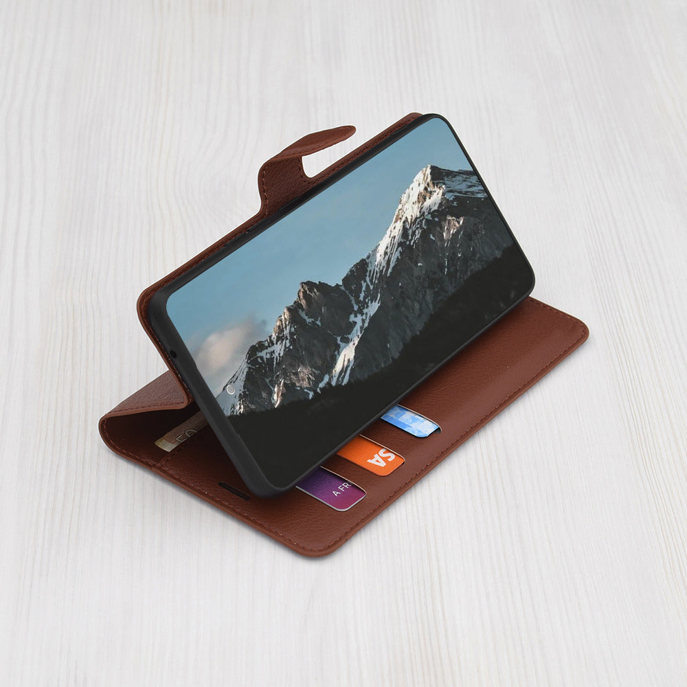Techsuit iPhone 16 Pro - Leather Folio - Leatherette Wallet Case with Stand - Black