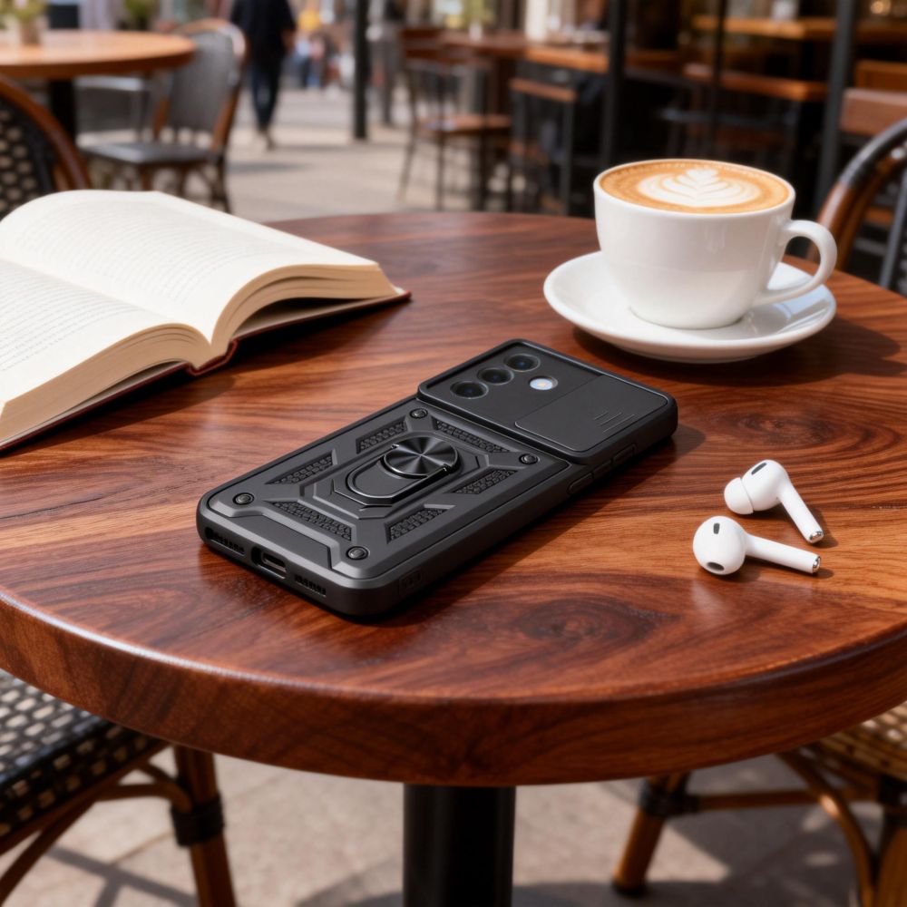 Tech - Protect Samsung Galaxy A37 5G - Σκληρή Θήκη με Πλαίσιο Σιλικόνης και Δαχτυλίδι Συγκράτησης - Camshield Pro - Black