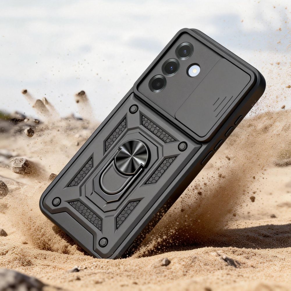 Tech - Protect Samsung Galaxy A37 5G - Σκληρή Θήκη με Πλαίσιο Σιλικόνης και Δαχτυλίδι Συγκράτησης - Camshield Pro - Black