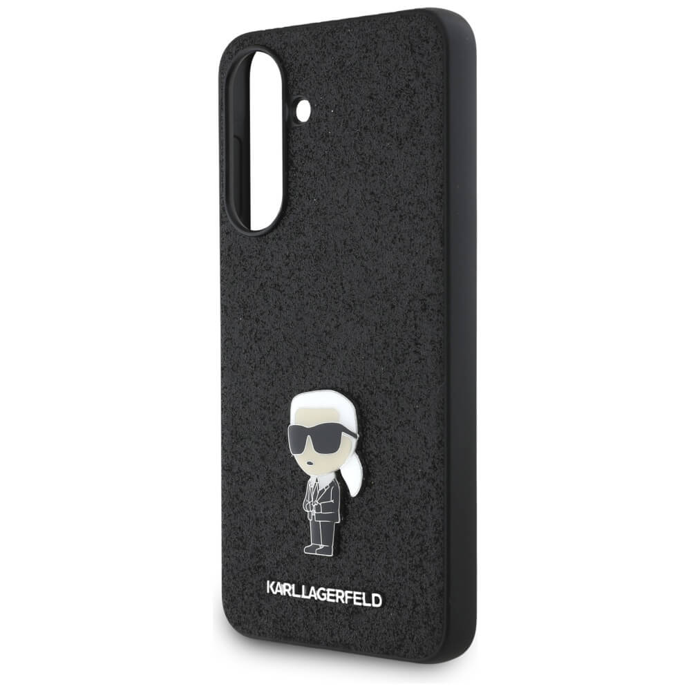 Karl Lagerfeld Samsung Galaxy A56 5G - Fixed Glitter Ikonik Logo Metal Pin - Σκληρή Θήκη με Πλαίσιο Σιλικόνης - Black - KLHCSA56GKNPSK