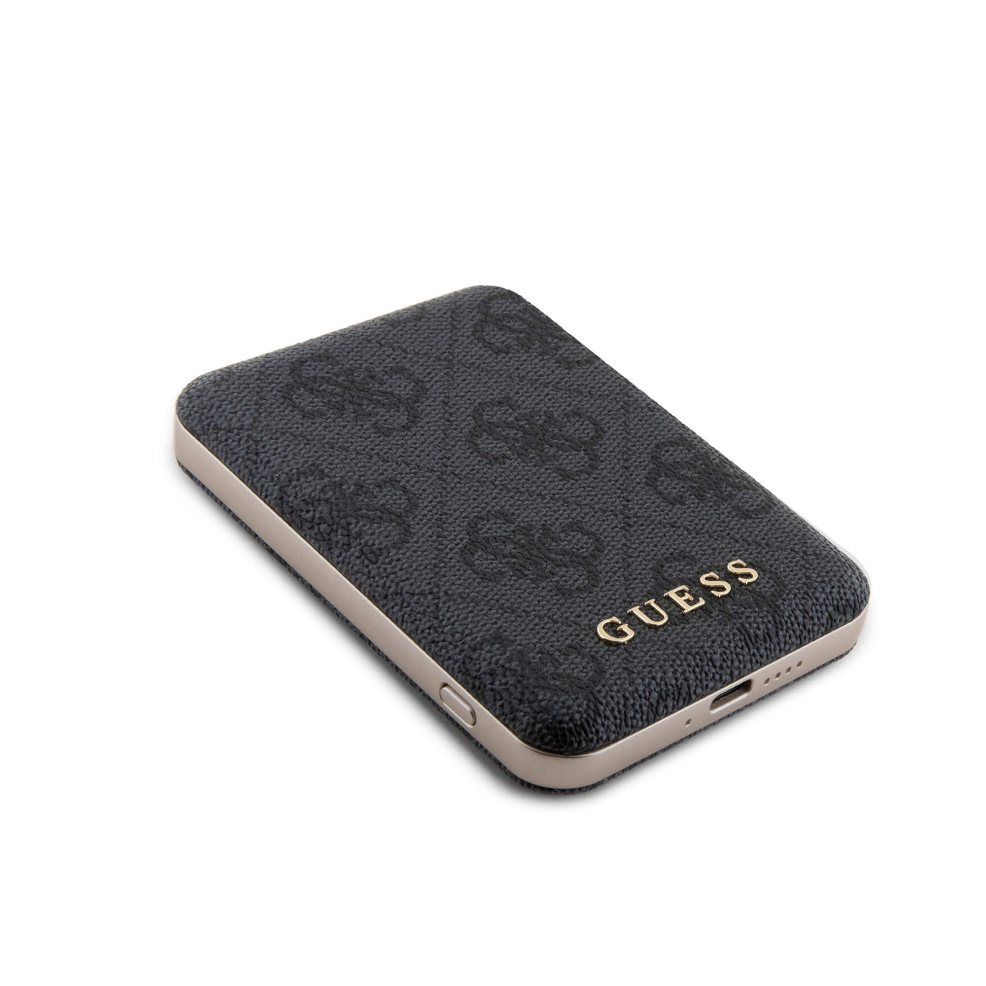 Guess PowerBank 15W - MagSafe 4G Leather Metal Logo - 5000 mAh - Black - GUPB5FP4EMGK