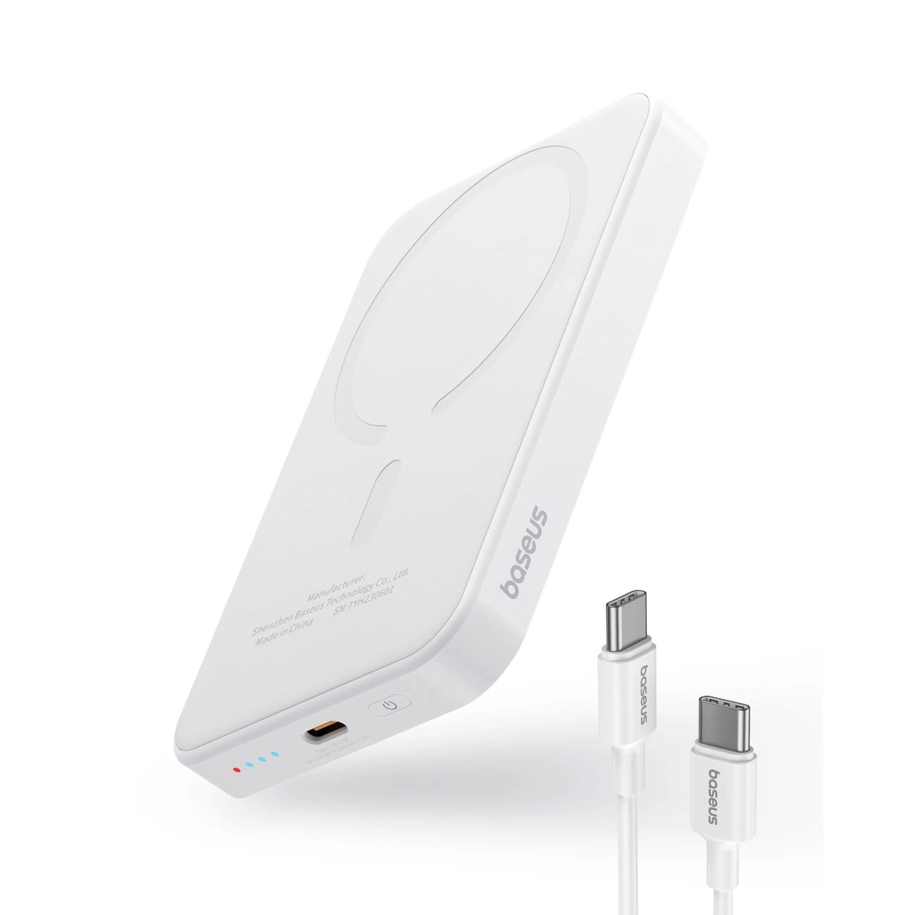 Baseus Magnetic Mini Ασύρματο MagSafe PowerBank 5000mAh 20W με Καλώδιο Type - C to Type - C - White - P10022107223 - 00