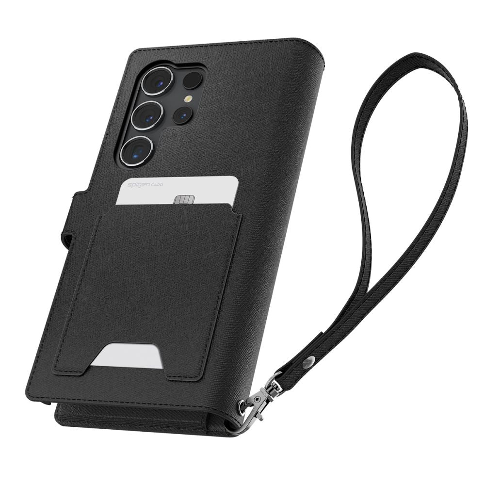Spigen Samsung Galaxy S24 Ultra Wallet S Plus Θήκη Πορτοφόλι από Δερματίνη - Black