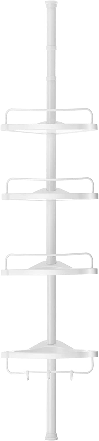 Songmics Γωνιακή Επιτοίχια Ραφιέρα Μπάνιου με Pυθμιζόμενο Ύψος και 4 Ράφια - White - BCB001A