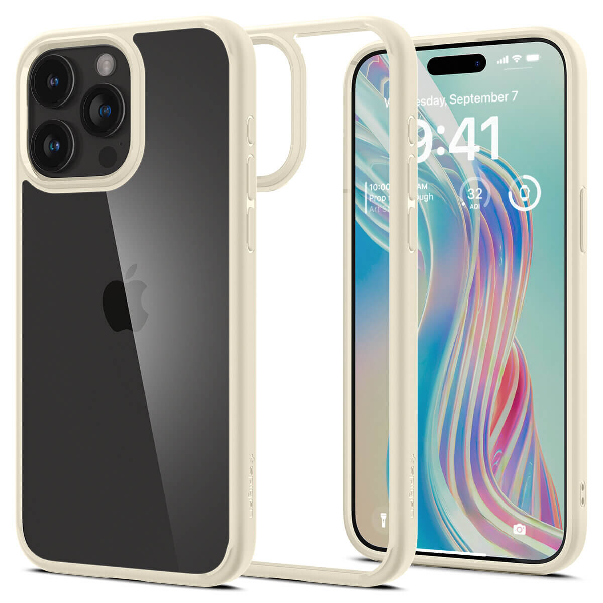 Spigen iPhone 15 Pro Ultra Hybrid Σκληρή Θήκη με Πλαίσιο Σιλικόνης - Sand Beige
