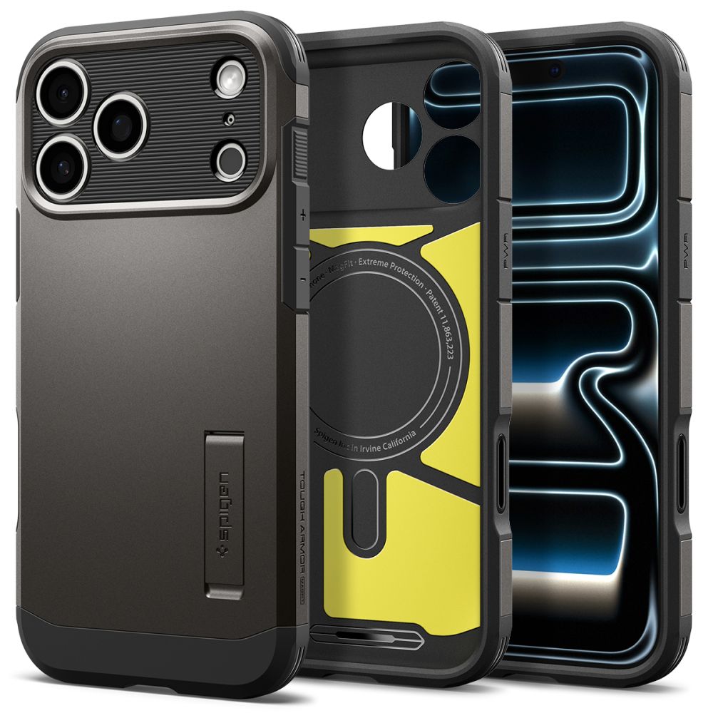 Spigen iPhone 18 Pro Max / iPhone 17 Pro Max - MagSafe Σκληρή Θήκη με Πλαίσιο Σιλικόνης και Σταντ - Tough Armor T Mag - Gunmetal