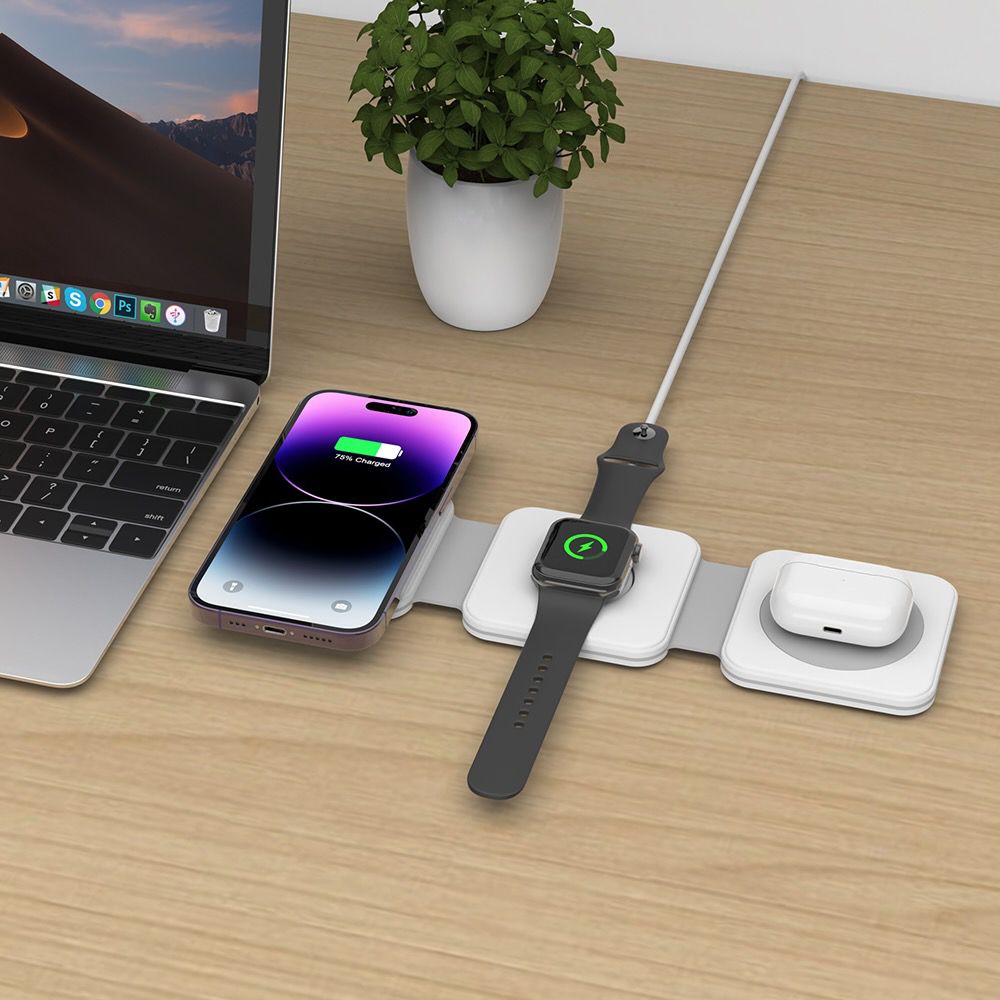 Tech - Protect QI15W - A24 3in1 Ασύρματος Μαγνητικός Φορτιστής MagSafe - White