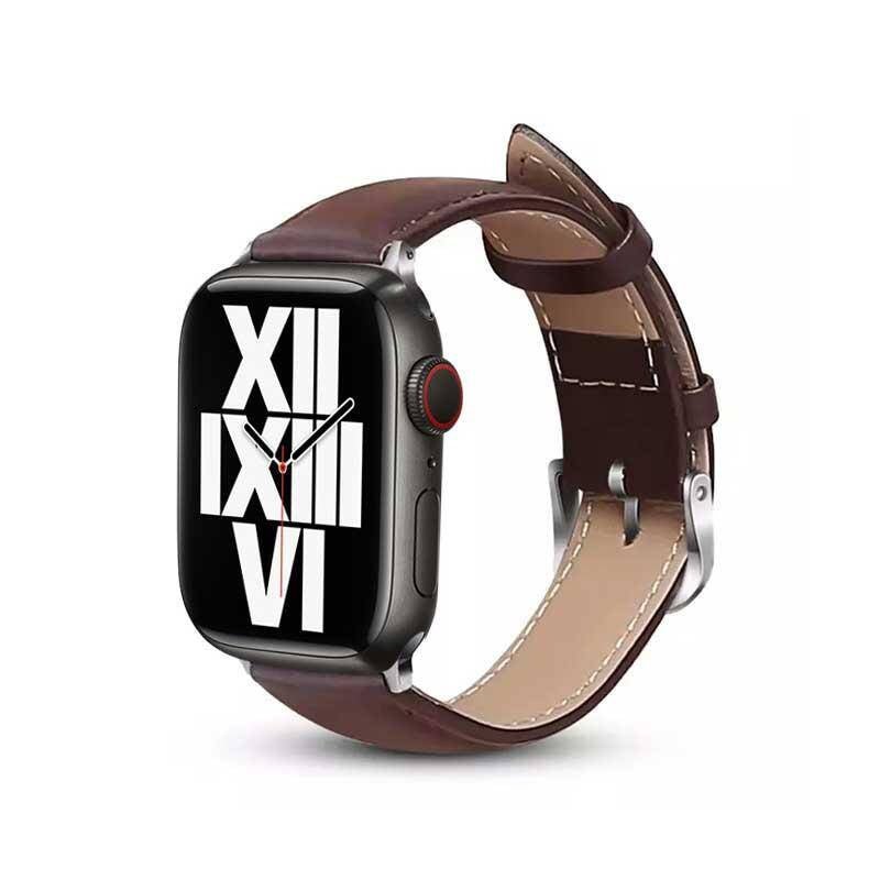 Crong Λουράκι Apple Watch 4/5/6/7/8/9/10/11 - SE (1/2/3) - Ultra (1/2/3) - 42/44/45/49mm από Γνήσιο Δέρμα - Noble Band - Espresso