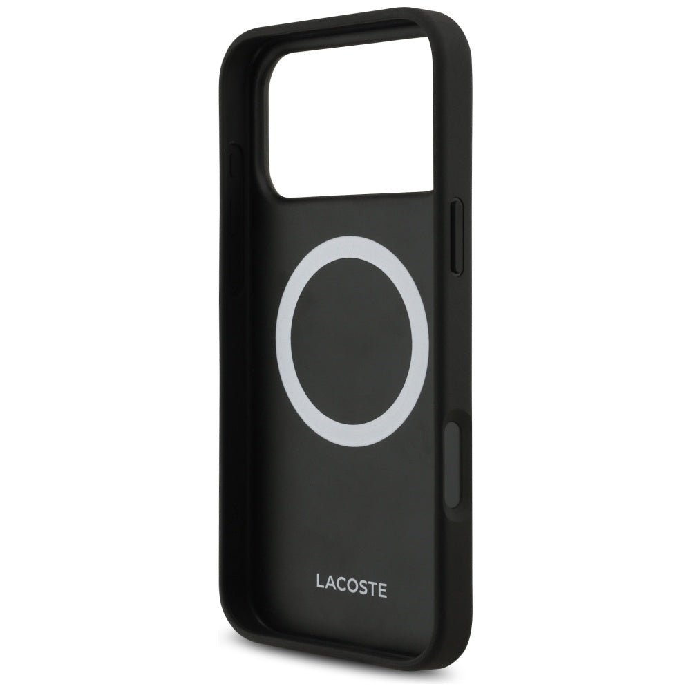 Lacoste iPhone 17 Pro Max - Bliss MagSafe - Σκληρή Θήκη με Πλαίσιο Σιλικόνης και Επένδυση Οικολογικού Δέρματος - Black