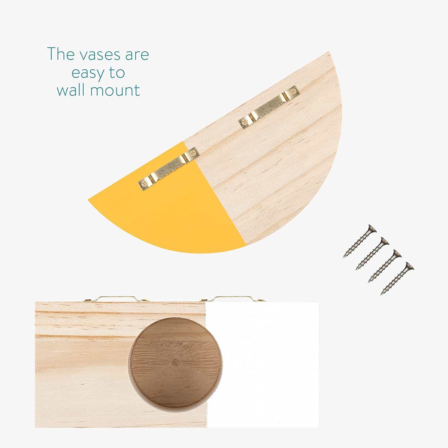 Navaris Σετ με 2 Επιτοίχιες Ξύλινες Γλάστρες - Light Brown - White / Orange - 56136.01