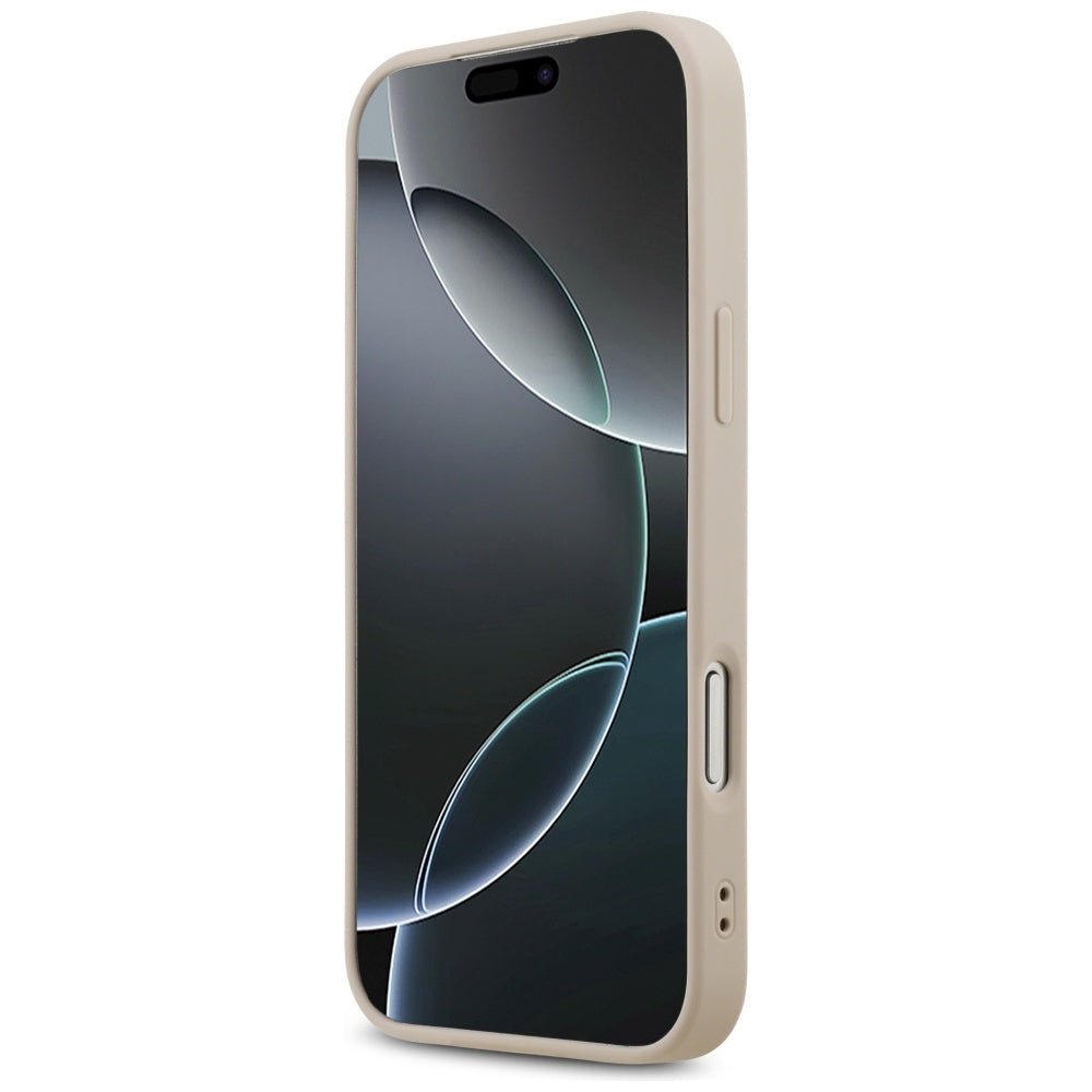 Guess iPhone 17 Pro Max - 4G Triangle Strass MagSafe - Σκληρή Θήκη με Επένδυση Συνθετικού Δέρματος - Pink - GUHMP17XP4TDPLP