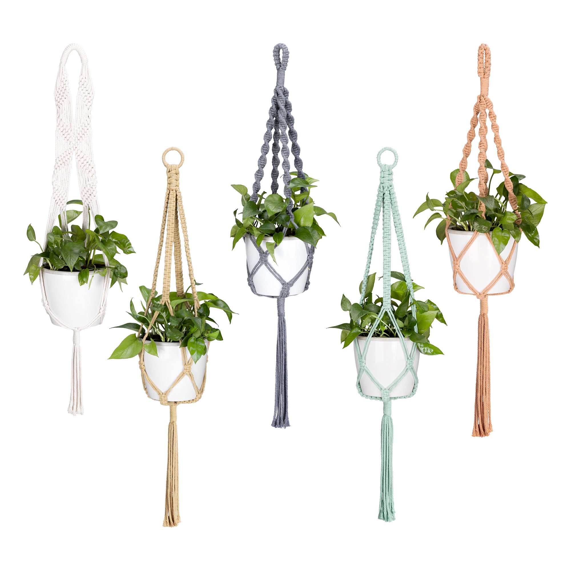 Navaris Σετ με 5 Μακραμέ Θήκες για Γλάστρες - Multicolor - 55717.01