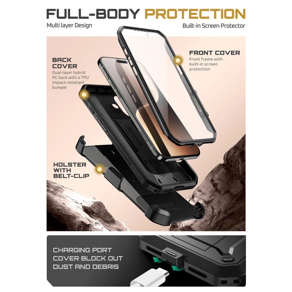Supcase iPhone 17 - Unicorn Beetle Pro - Σκληρή Θήκη με Προστασία Οθόνης και Stand - Black