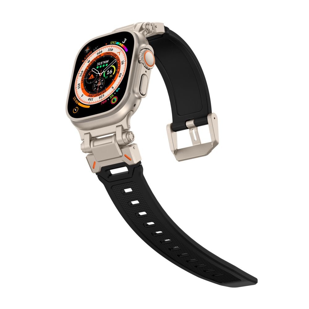 Tech - Protect Λουράκι Apple Watch 8/9/10/11 - SE (1/2/3) - Ultra (1/2/3) – 44/45/46/49mm Delta Pro Λαστιχένιο - Black / Titanium