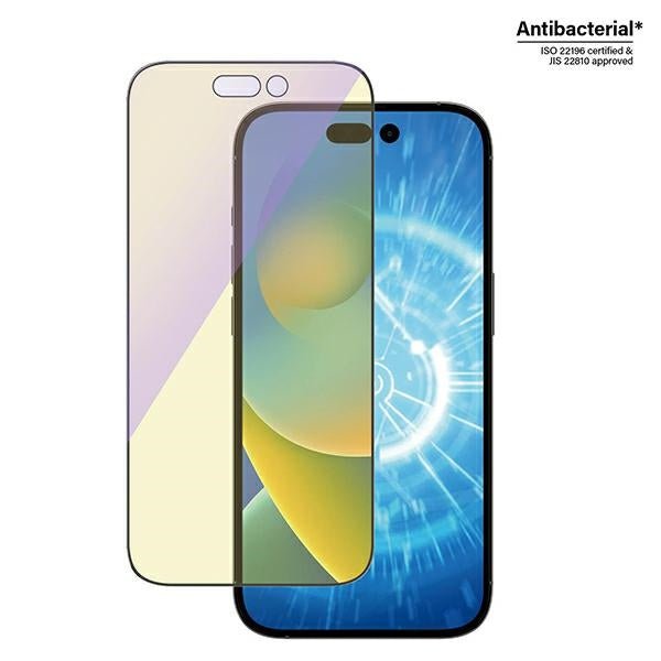 PanzerGlass iPhone 14 Pro Ultra - Wide Fit Anti - Blue Light Antibacterial Easy Aligner Full Screen Αντιχαρακτικό Γυαλί Οθόνης - Black