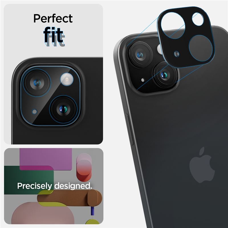 Spigen iPhone 15 / 15 Plus Aparatu Optik.TR Αντιχαρακτικό Γυαλί για την Κάμερα - 2 Τεμάχια - Black
