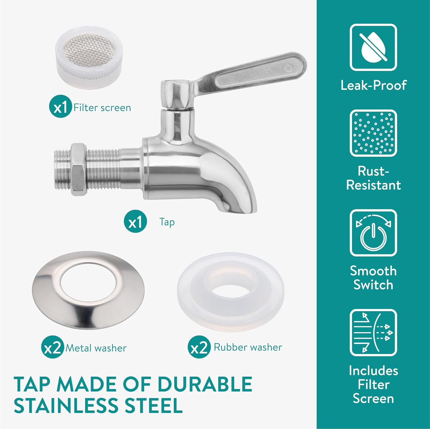 Navaris Γυάλινος Διανεμητής Ποτού με Ξύλινη Βάση και Λαβή - 5.6L - Dark Brown