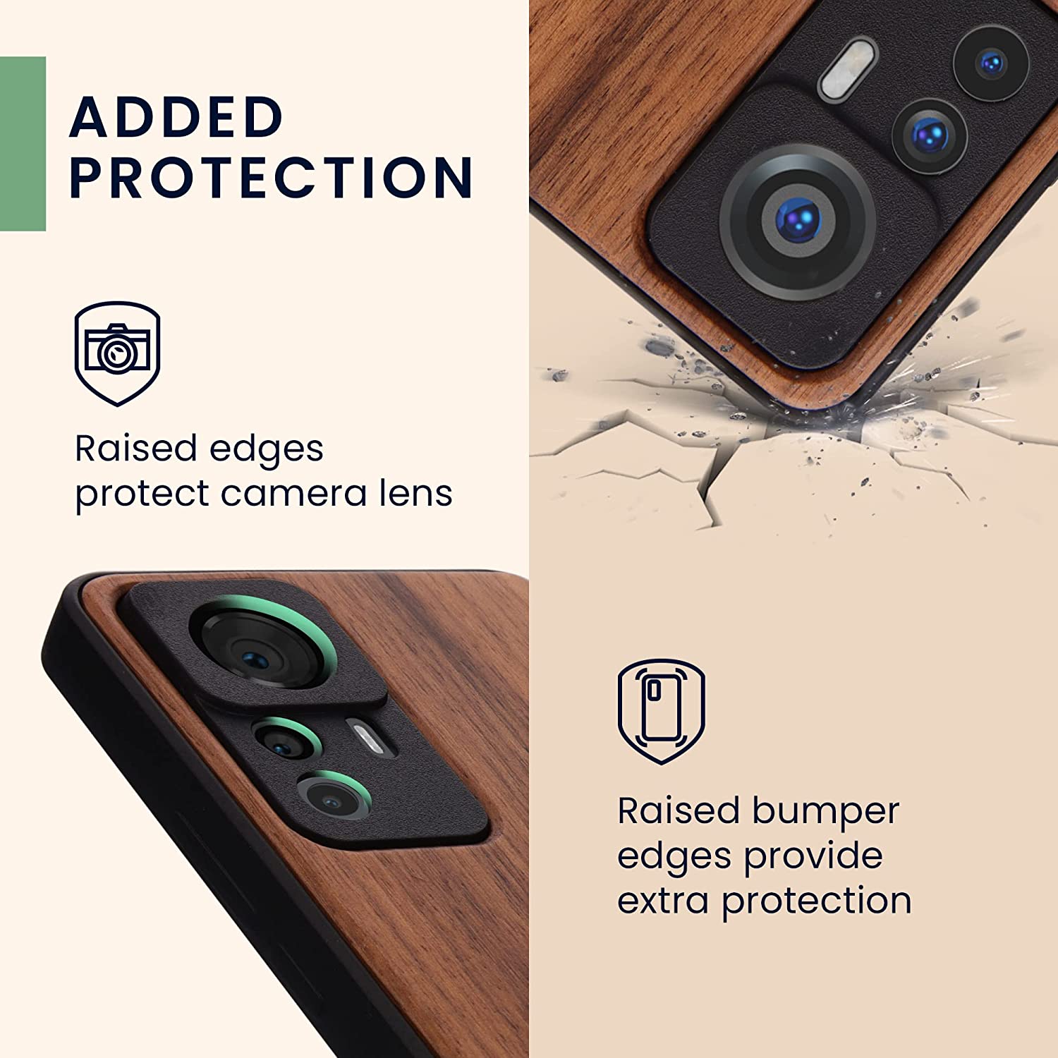 KW Xiaomi 12T / 12T Pro Θήκη από Φυσικό Ξύλο - Design Navigational Compass - Dark Brown - 60150.01