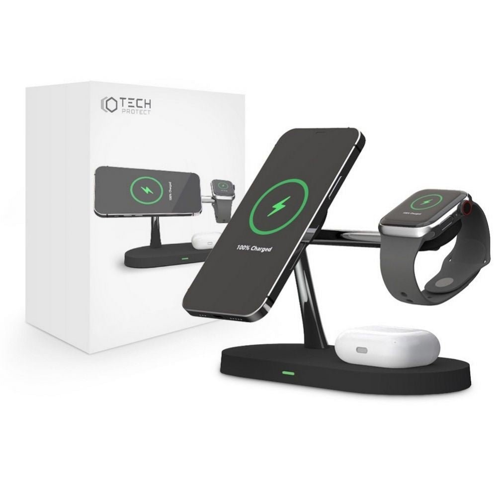 Tech - Protect A12 3in1 Ασύρματος Μαγνητικός Φορτιστής MagSafe 15W - Black
