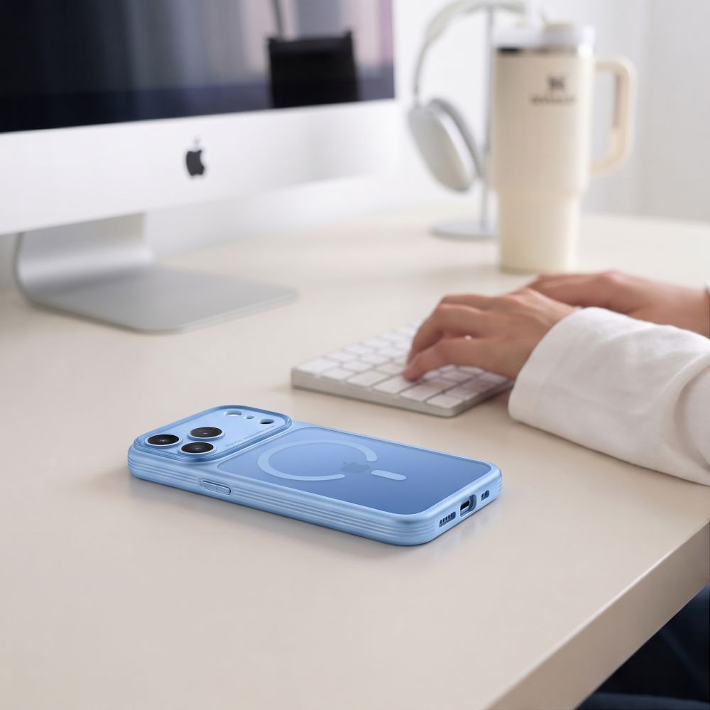 Tech-Protect iPhone 18 Pro Max / iPhone 17 Pro Max - Hard Case with Silicone Frame and MagSafe - MagPrime MagSafe CC - Matte Light Blue