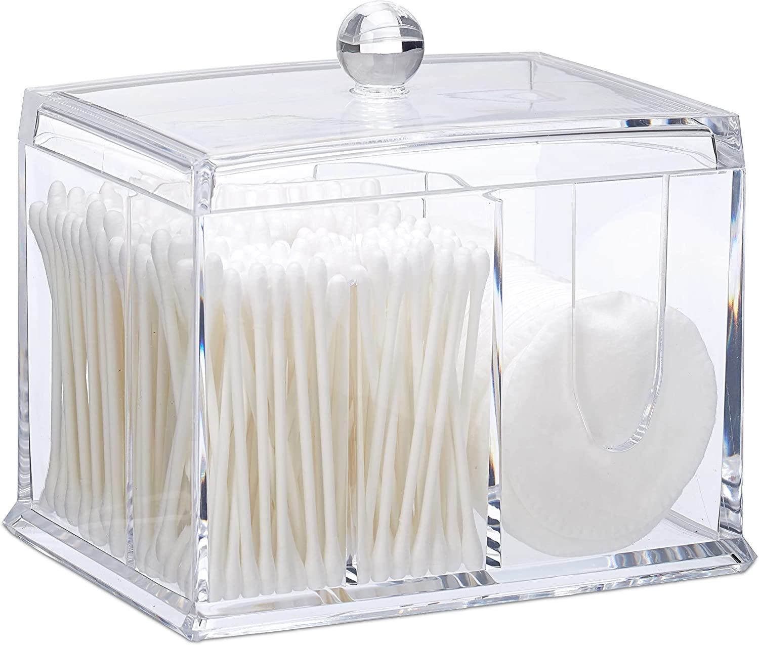 Relaxdays Ακρυλικό Κουτί Αποθήκευσης για Μπατονέτες και Δίσκους Ντεμακιγιάζ - Clear - 4052025928674