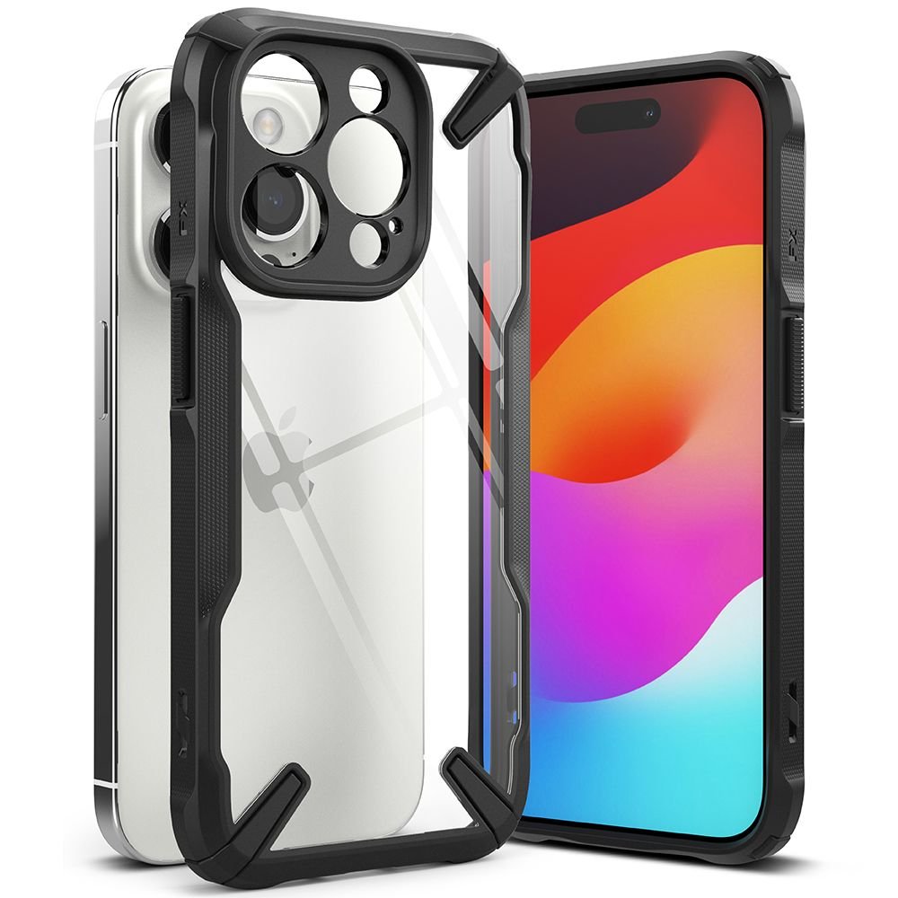 Ringke iPhone 15 Pro Max Fusion X Σκληρή Θήκη με Πλαίσιο Σιλικόνης - Black - Διάφανη
