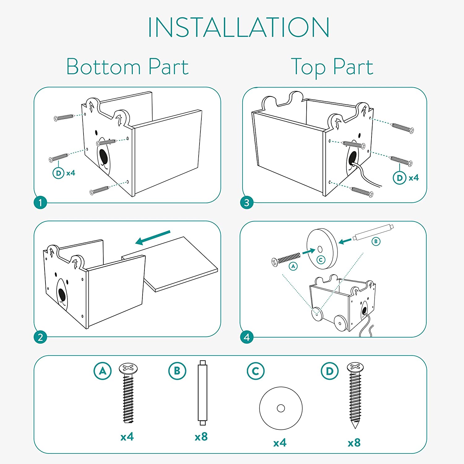 Navaris Toy Box Storage for Toys with Wheels - Παιδικό Κουτί Αποθήκευσης Παιχνιδιών με Ρόδες - Blue - 51163.07