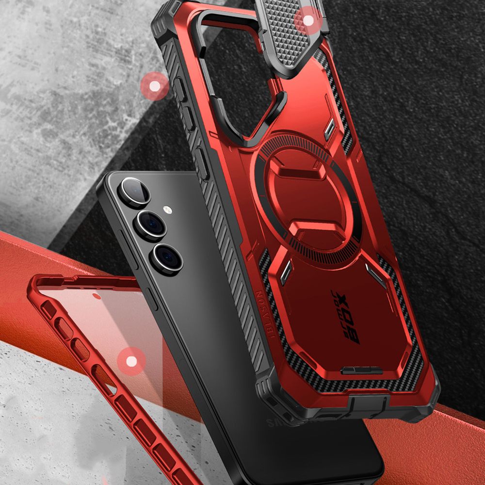 Supcase Samsung Galaxy S24 Armorbox Magsafe Σκληρή Θήκη με Προστασία Οθόνης και Κάλυμμα Κάμερας / Stand - Red