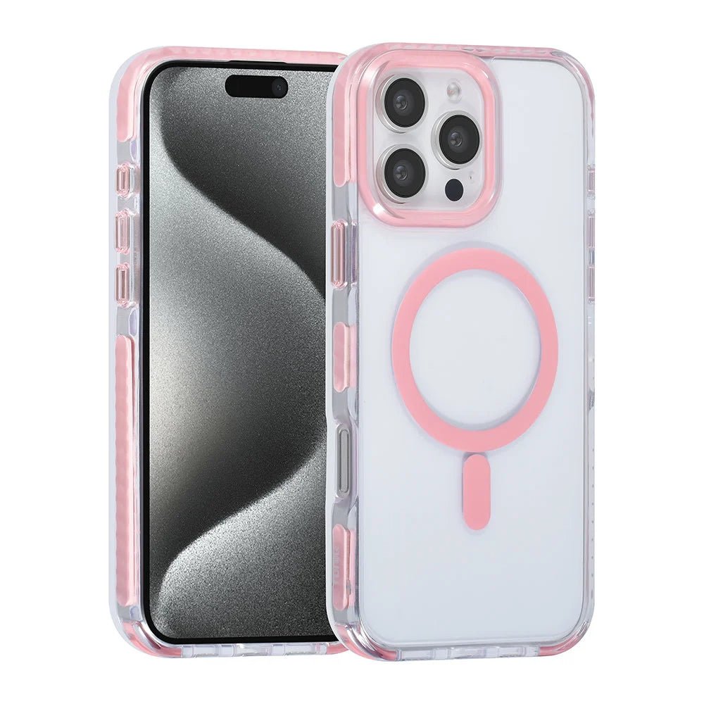 Tuniq iPhone 16 Pro Max - MagSafe Σκληρή Θήκη με Πλαίσιο Σιλικόνης και Λουράκι - Διάφανη / Pink