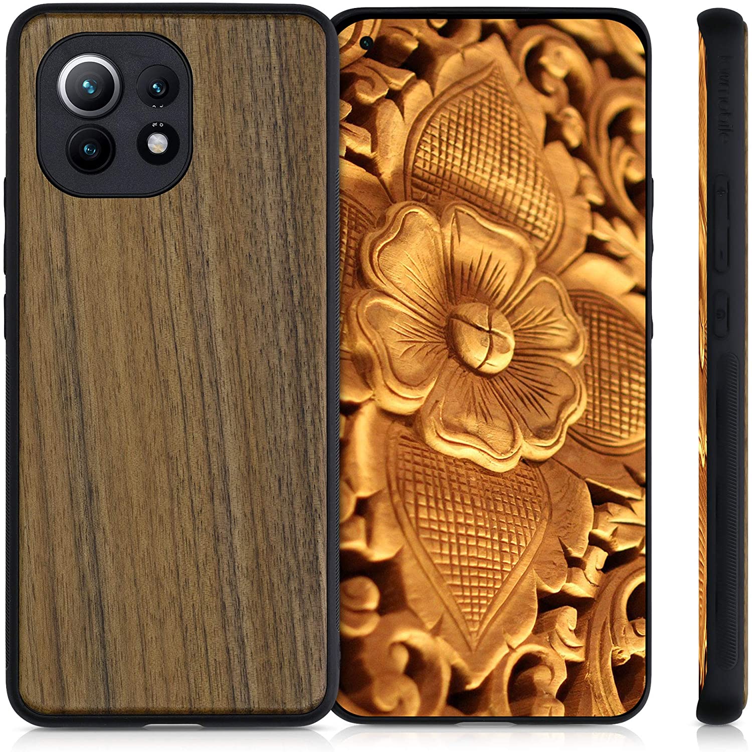 KW Xiaomi Mi 11 Θήκη από Φυσικό Ξύλο - Dark Brown - 54377.18