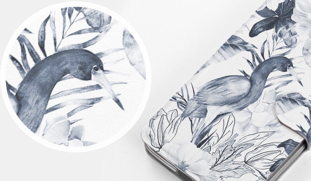 Mobiwear iPhone 13 Pro Max Θήκη Βιβλίο Slim Flip - Design Exotic Bird Crane and Flowers - MX09S