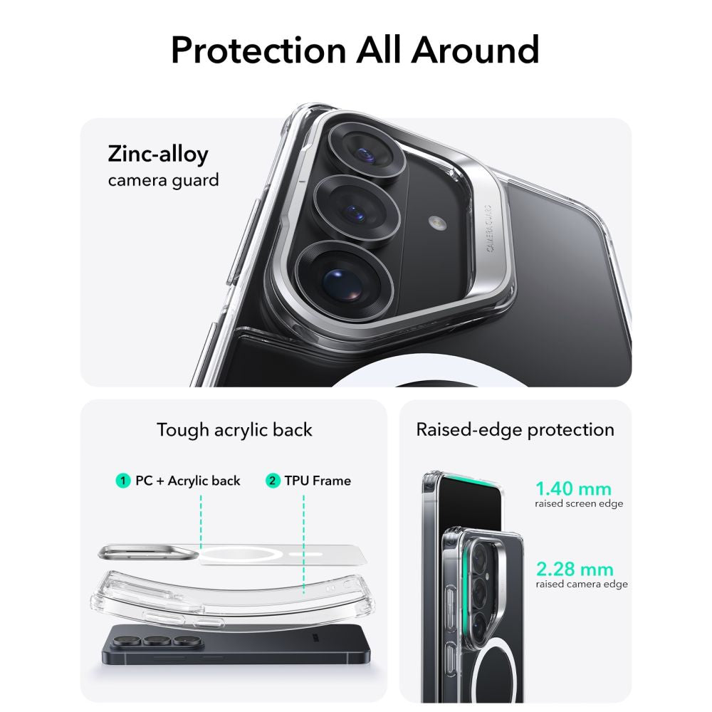 ESR Samsung Galaxy S26 - Σκληρή Θήκη με Πλαίσιο Σιλικόνης και MagSafe - Classic Hybrid Kickstand MagSafe - Clear