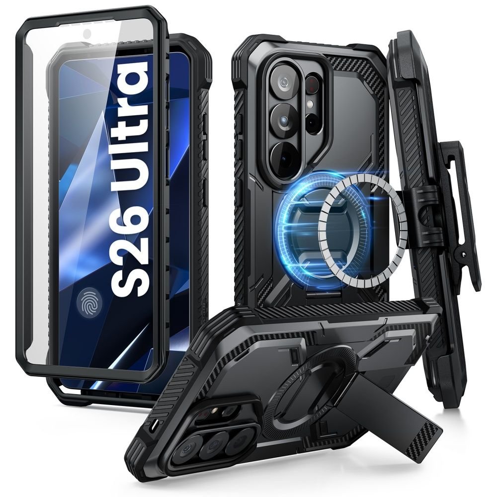 Supcase Samsung Galaxy S26 Ultra - Σκληρή Θήκη με Προστασία Οθόνης και Stand - Armorbox Clip Mag - Black