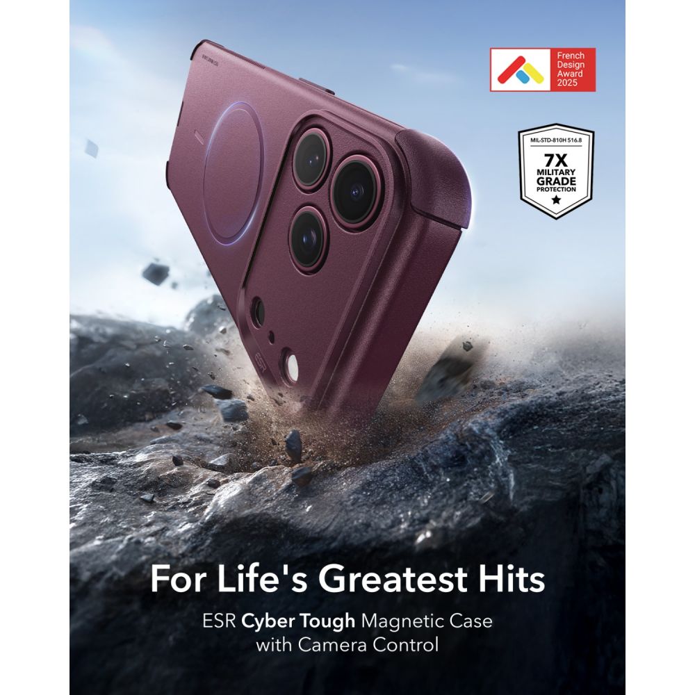 ESR iPhone 18 Pro Max / iPhone 17 Pro Max - Σκληρή Θήκη MagSafe με Πλαίσιο Σιλικόνης - Cyber Tough - Deep Burgundy