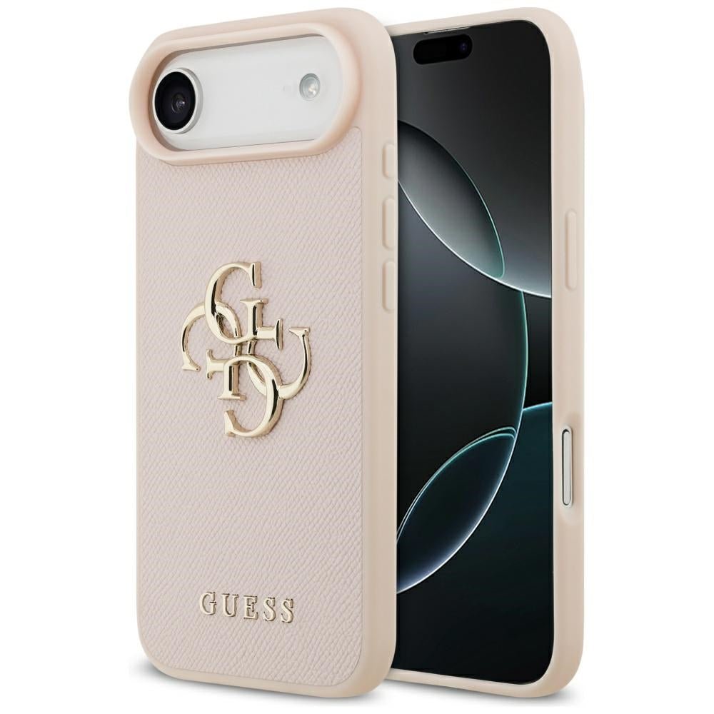 Guess iPhone Air - Grained Big 4G and Classic Logo - Σκληρή Θήκη με Επένδυση από Οικολογικό Δέρμα - Pink - GUHCP17MPGT4MBP