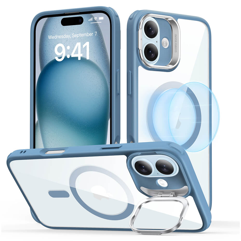ESR iPhone 16 Classic Hybrid Halolock Kickstand Σκληρή Θήκη με Πλαίσιο Σιλικόνης και MagSafe - Διάφανη / Blue